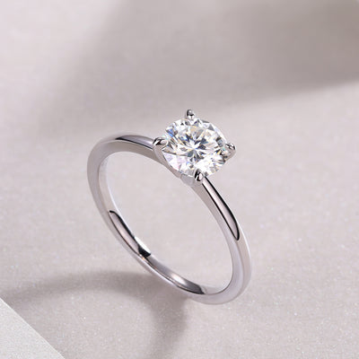 1Classic 4 Prong Diamond Ring Luxury Fashion Set Moissanite Silver Ring Prohibit TikTok sales - 5 - CJ