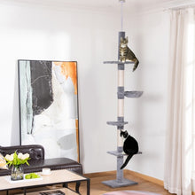 PawHut 9' Adjustable Height Floor - To - Ceiling Vertical Cat Tree - Grey And White - 5 - cjdroshippping