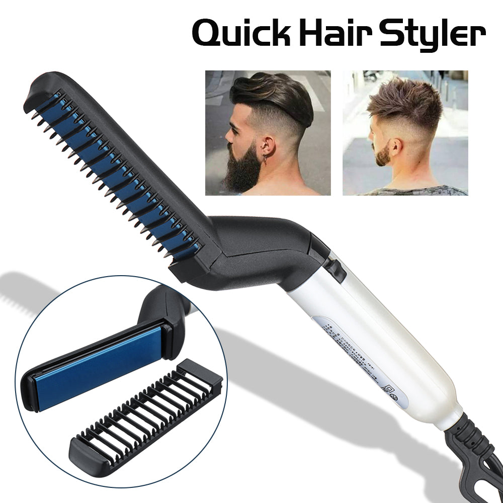 Electric Hair Straightener Brush,Men Quick Beard Straightener Styler Comb,Hair Straightening,Curly Hair Straightening Comb,Side Hair Detangling,Multifunctional Hair Curling Curler - 5 - CJ