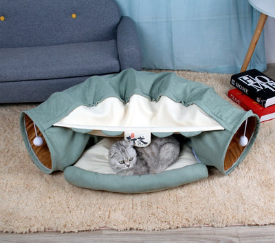 Pet Cats Tunnel Interactive Play Toy Mobile Collapsible Ferrets Rabbit Bed tunnels Indoor Toys Kitten Exercising Products - 0 - CJ - Matcha - CJJJCWMY00253 - Matcha