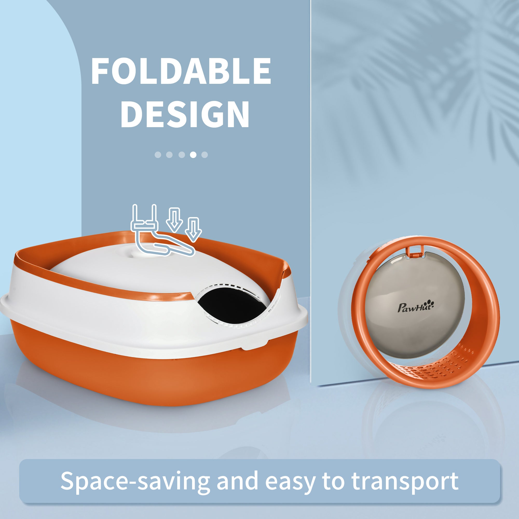 Dome Covered Cat Litter Box with Lid, White and Orange - 5 - CJ