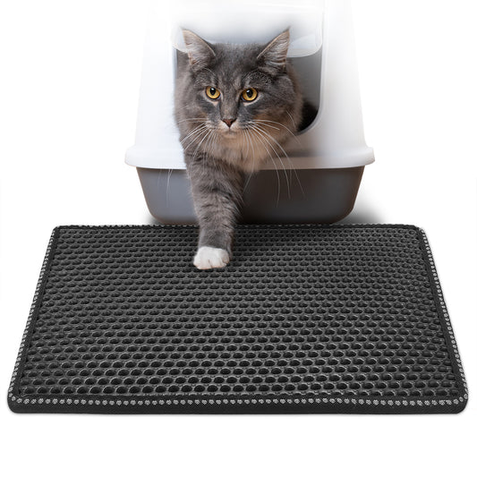 Double Rice Grain Cat Litter Mat, Cat Litter Cleaning Pad, Cat Litter Box Mat, Splash Guard Filter Mat - 5 - CJ