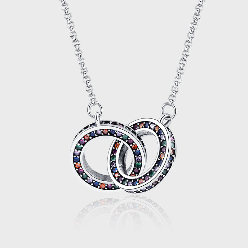 Chain Necklace Female Clavicle Chain Small Luxury S925 Sterling Silver Double Ring Jewelry - 4 - CJ