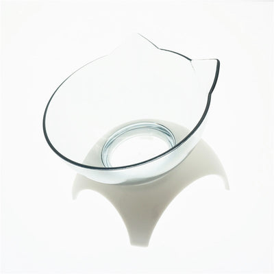 Non Slip Double Cat Bowl With Raised Stand Pet Food Cat Feeder Protect Cervical Vertebra Dog Bowl Transparent Pet Products - 0 - CJ - Single clear white and box - CJMY122872109IR