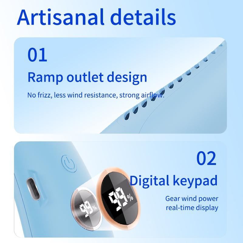 US Version Ergonomic Design Battery - powered Neck Fan, USB Button Control To Enjoy The Cool Summer - 5 - CJ