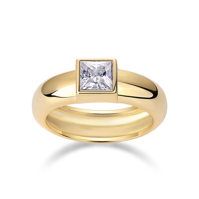 1Square Diamond Ring Wedding Ring Luxury Fashion Set Moissanite Silver Ring Prohibit Tk Sales - 5 - CJ