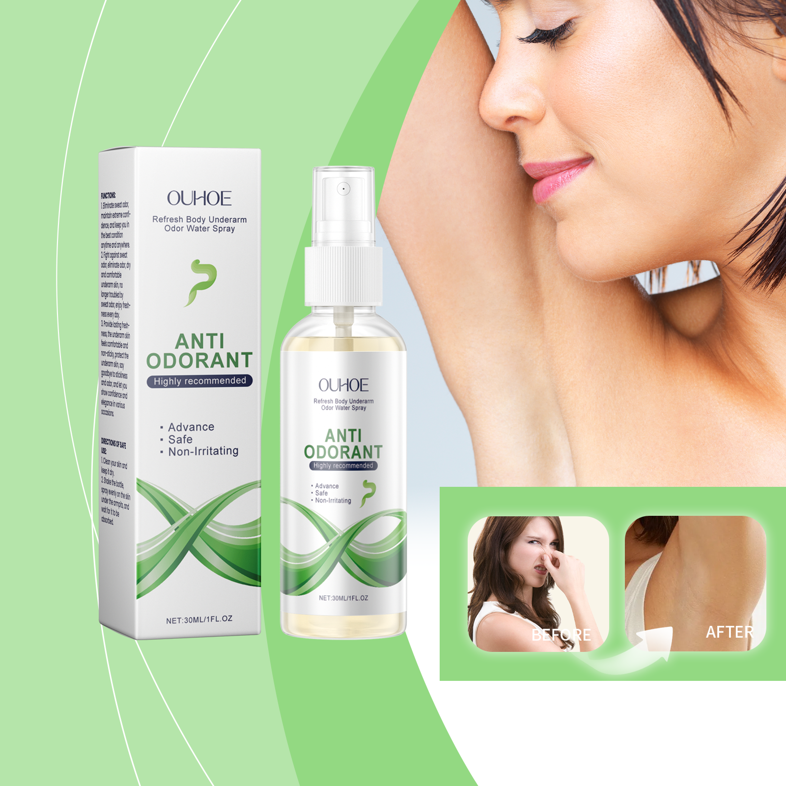 OUHOE Underarm Treatment Spray, Lasting Fragrance Improve Body Odor Underarm Odor Clean And Moisturizing Body Care - 5 - CJ