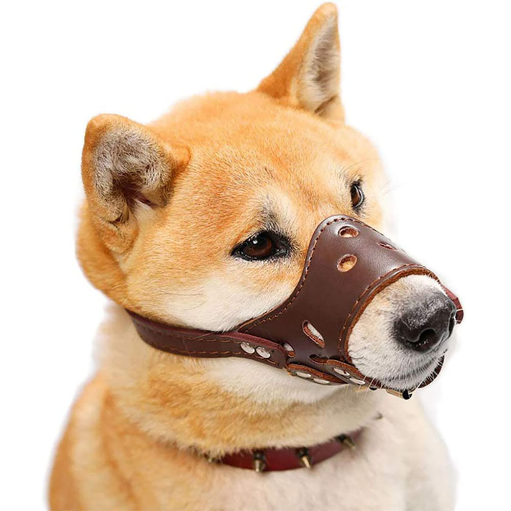 Dog Muzzle Leather, Comfort Secure Anti - Barking Muzzles For Small Medium Large Dogs, Breathable And Adjustable, Allows Drinking And Panting, Used With Collars - 5 - CJ