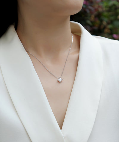 1Stay Together - A Fashionable And Luxurious Diamond Jewelry Pendant Set With Square Moissanite S925 Sterling Silver. Prohibit TikTok sales - 5 - CJ