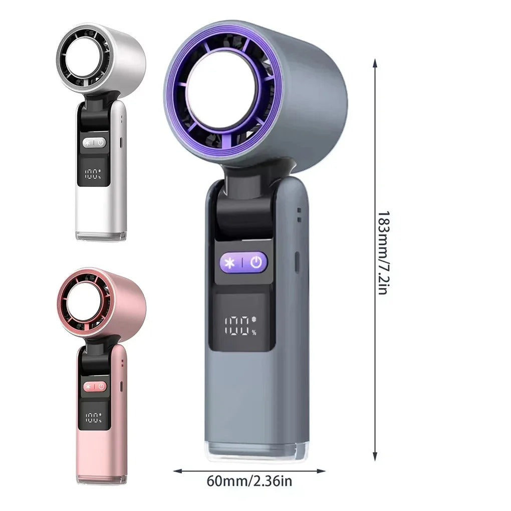 Violent Ice Cooling Fan Handheld Portable Fan Rechargeable Speed Ice Cooling Handheld Small Fan High Speed Folding Neck Type Fan - 5 - CJ