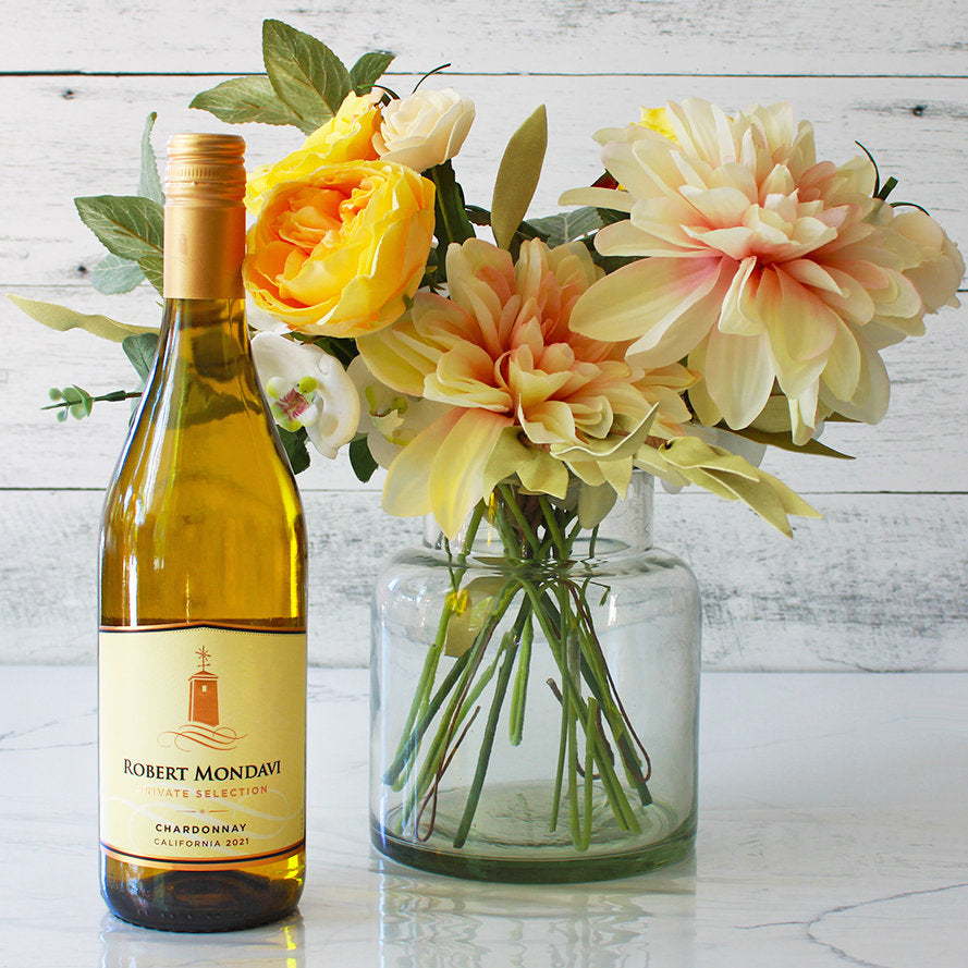 Flourish & Vines: Luxe Floral Arrangement with Chardonnay - GreatArrivals