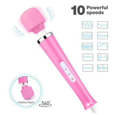 20 Speed Magic Massager Wand Full Body Pain Powerful Waterproof 10 Vibration Mode Massage Vibration UK Plug - 5 - CJ