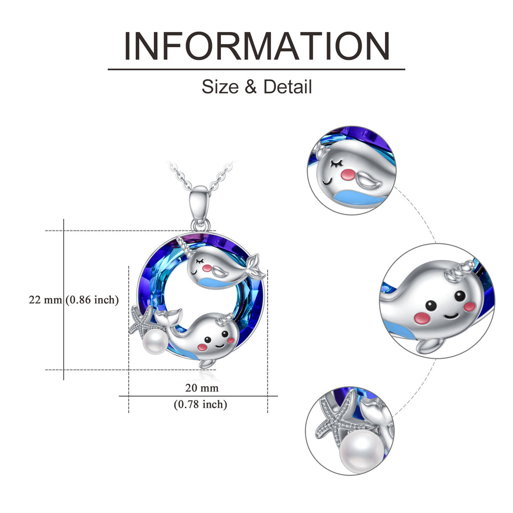 Narwhal Necklace 925 Sterling Silver Unicorn of The Sea Jewelry Gifts