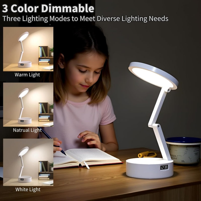 Foldable Book Lamp With LED Clock & Touch Control Night Light For Office, Bedroom, Study - 5 - CJ