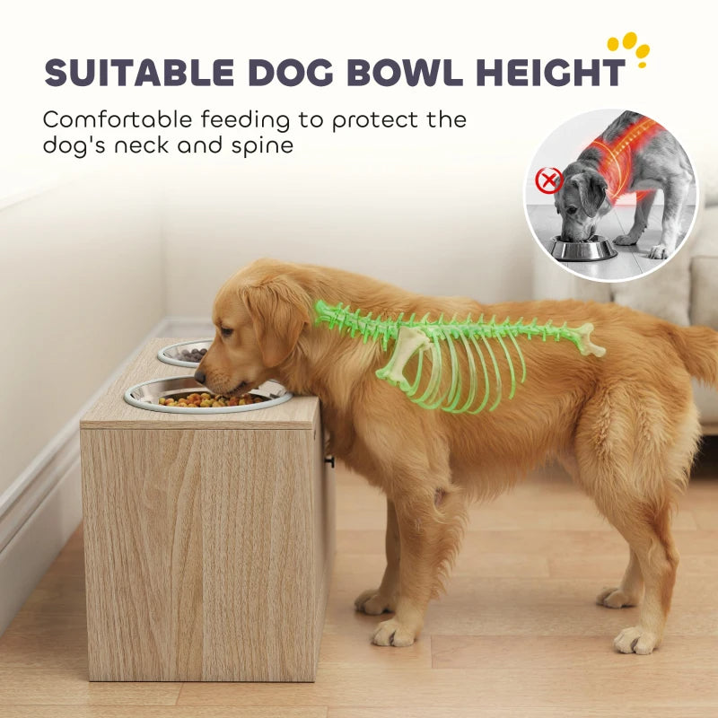 Elevated Dog Bowl, Large Feeding Dog Bowl Stand With 2 Stainless Steel Bowls, Storage Drawer, And Slow Feeder Mat. - 5 - CJ