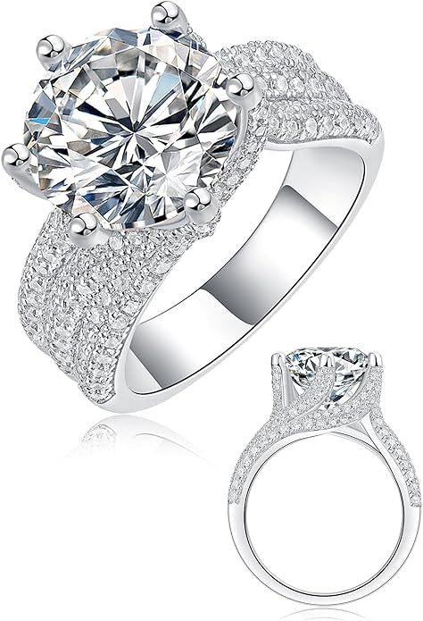5ct Moissanite Engagement Rings For Women, 11MM Center Stone, D Color VVS1 Created Moissanite Wedding Promise Proposal Rings For Women Her, Anniversary Luxurious Bridal Gift - 5 - CJ