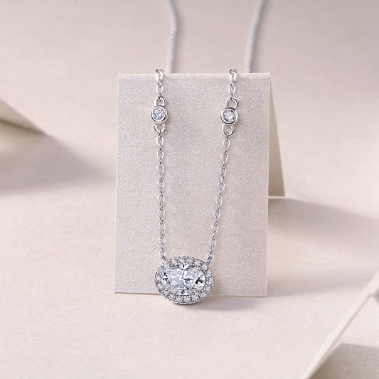 1White Summer Night - A Fashionable And Luxurious Diamond Jewelry Pendant Set With Egg - shaped Moissanite S925 Sterling Silver And Platinum Plating Prohibit TikTok sales - 5 - cj