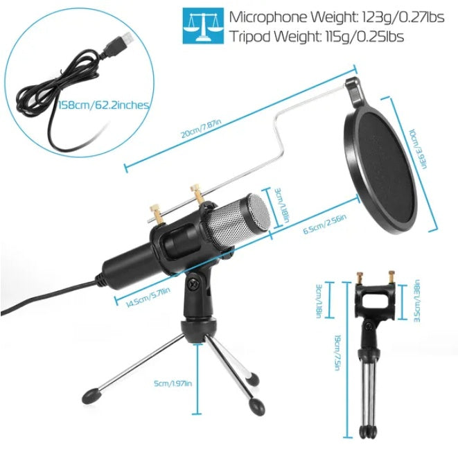 Professional Condenser Microphone With 180 Degree Tripod Popular Filter - 5 - CJ
