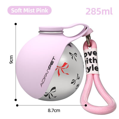 Creative Portable Outdoor Pet Stainless Steel Water Cup Small Dog Water Bottle Convenient Dog Drink Dispenser Puppy Travel Portable Water Bowl Pet Products - 0 - CJ - Pink - Printed - CJDT275848901AZ