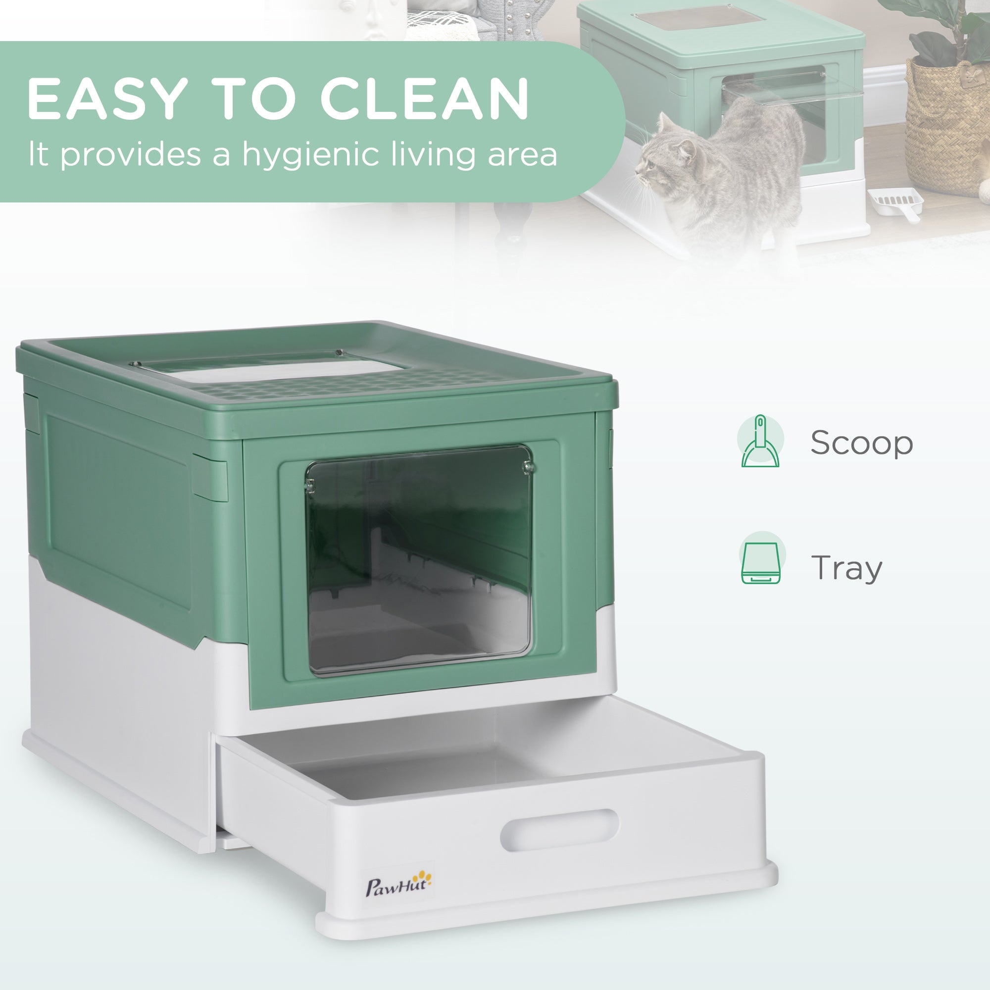 Fully Enclosed Cat Litter Box Portable Pet Toilet With Spoon Large Space - 5 - cjdroshippping