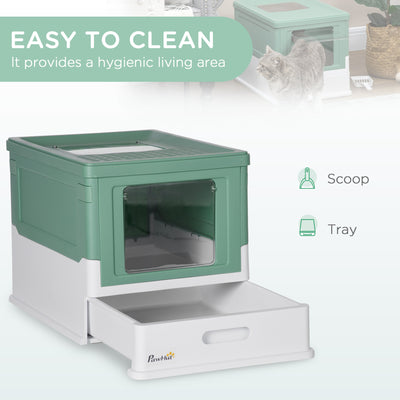 Fully Enclosed Cat Litter Box Portable Pet Toilet With Spoon Large Space - 5 - cjdroshippping