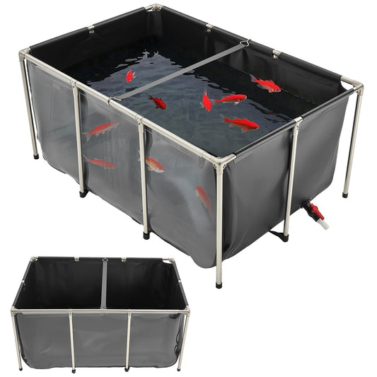 Canvas Fish Pond Above Ground Koi Tank 270 Gal With Clear Viewing Panel - 5 - CJ