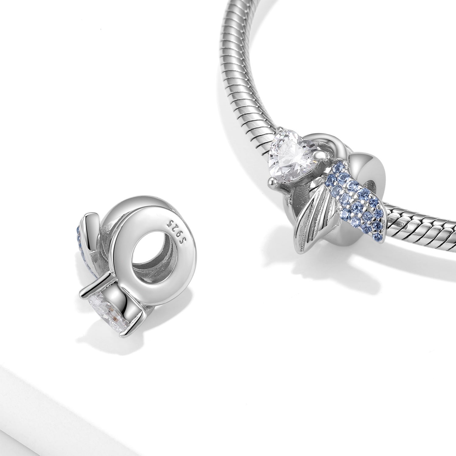 Mermaid Love Ring Beads 925 Sterling Silver Oxide Necklace Bracelet Diy Accessories Beads - 4 - CJ