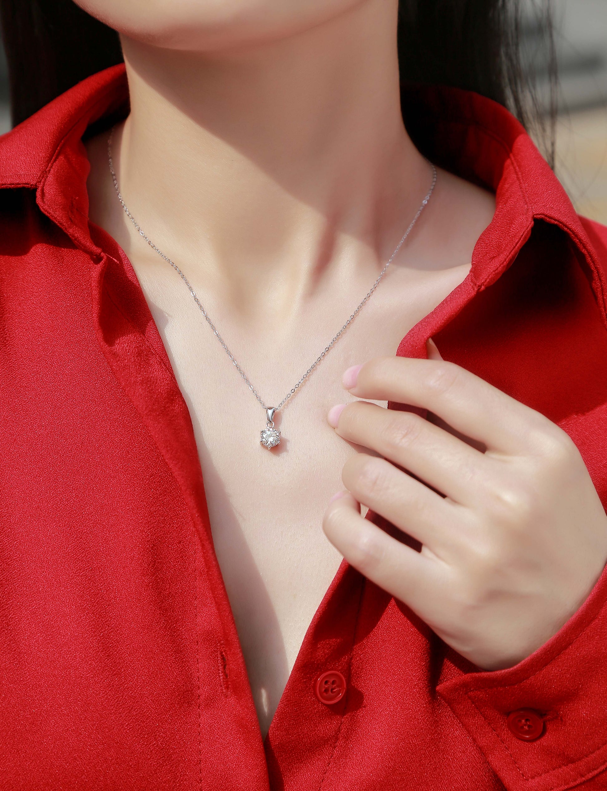 Breeze Dance - Affordable Diamond Jewelry Necklace Pendant Set With 1-carat, 2-carat And 3-carat Moissan Diamonds, S925 Sterling Silver And Platinum-plated--Prohibit TikTok Sales