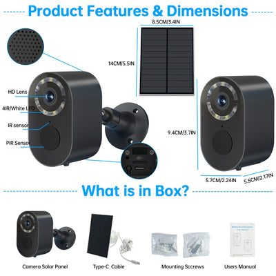 3MP Low Power Wireless Solar Panel IP Camera PIR WiFi Rechargeable Battery Security Outdoor Camera - 5 - CJ
