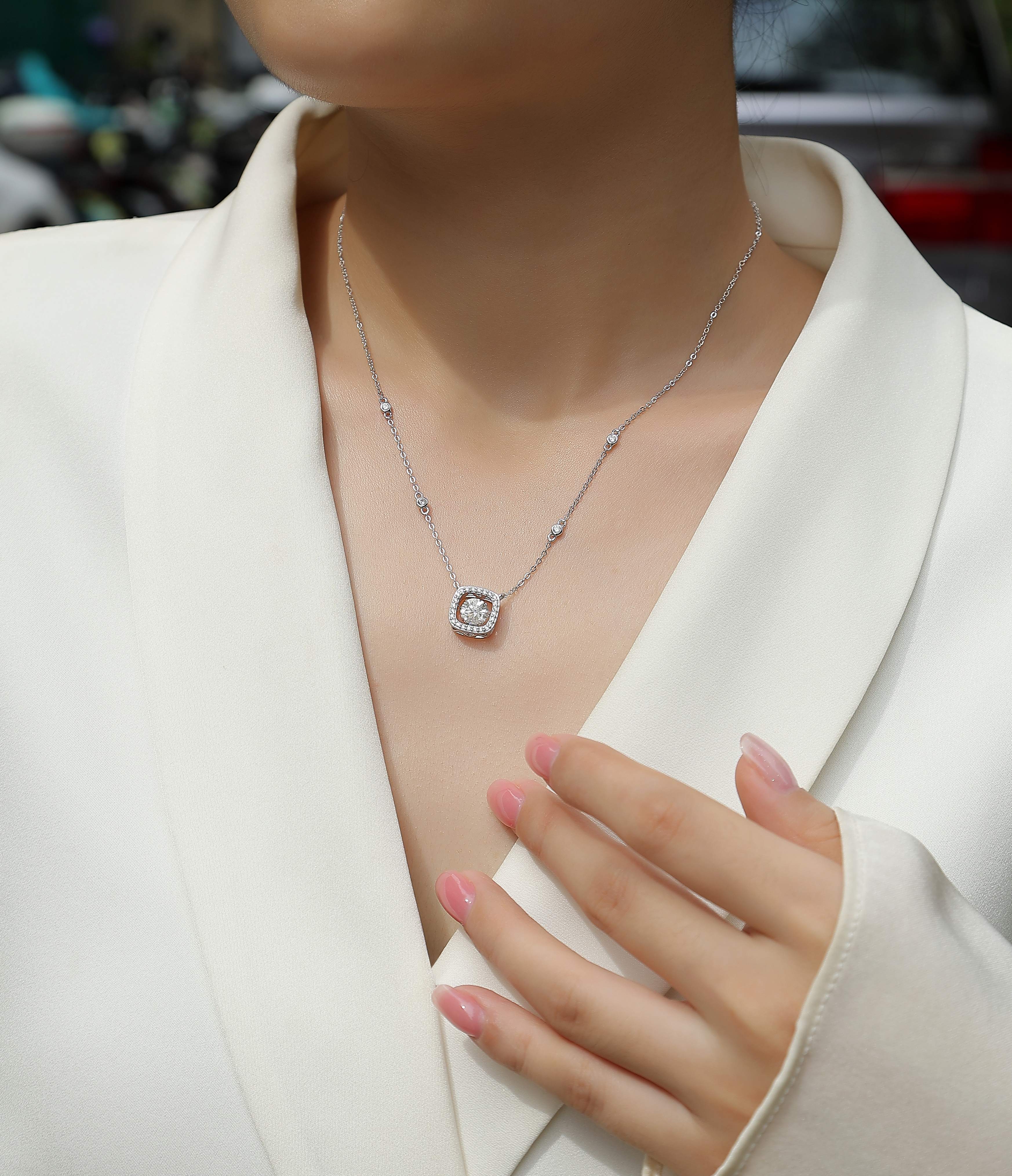 1Sweet - A Fashionable And Luxurious Diamond Jewelry Pendant Set With 1 - carat Moissanite S925 Sterling Silver And Platinum Plating Prohibit TikTok sales - 5 - cjdropshipping