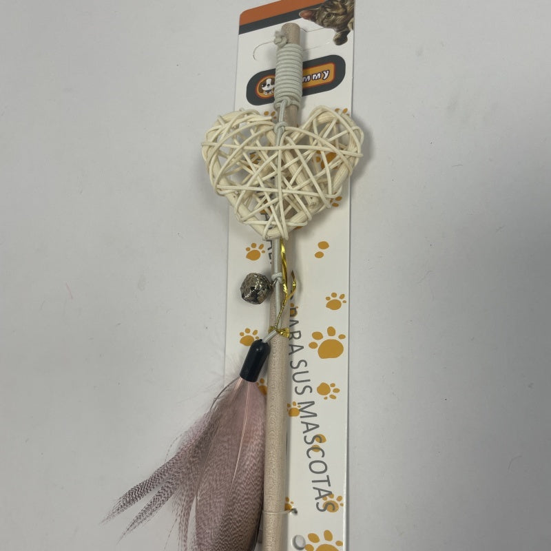 Wooden Rods And Rattan Balls Tease Cat Sticks