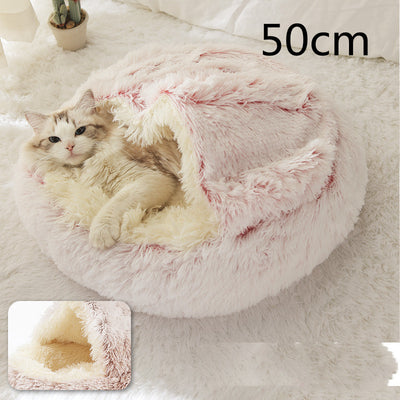 2 In 1 Dog And Cat Bed Pet Winter Bed Round Plush Warm Bed House Soft Long Plush Pets Bed Pet Products - 0 - CJ