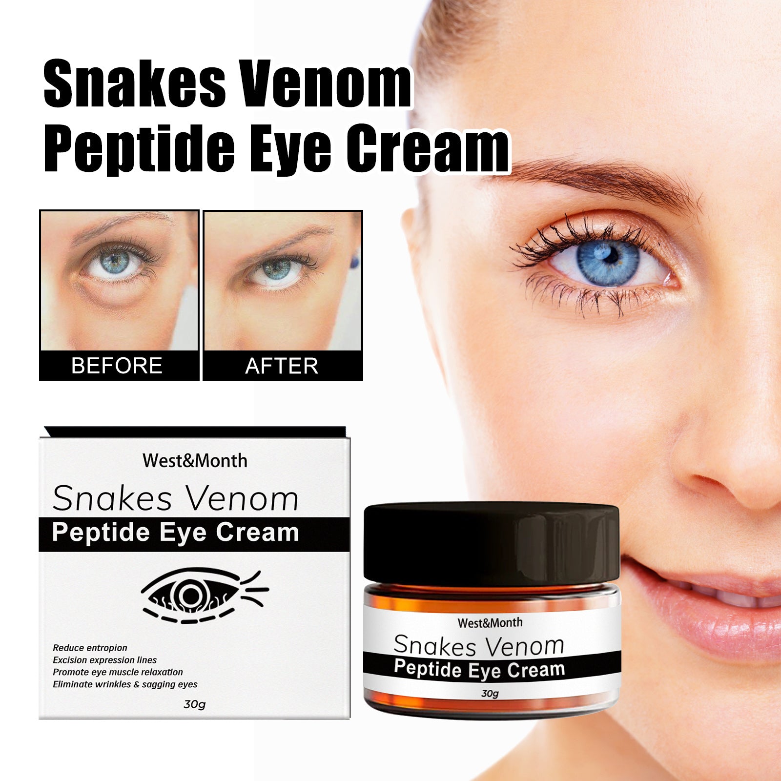 West&Month Snake Venom Peptide Eye Cream Gently Nourishes Skin, Reduces Fine Lines, Hydrates And Moisturizes Eye Cream - 5 - CJ