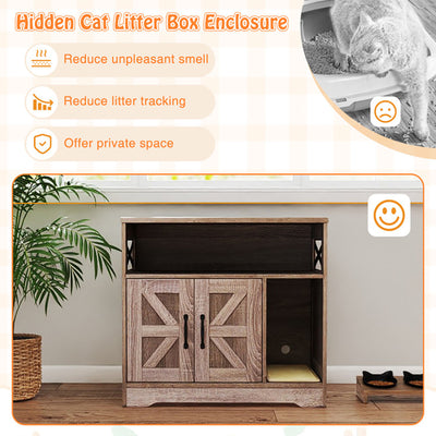 Cat Litter Box Enclosure Hidden Cat Washroom Furniture With Storage - 5 - cjdroshippping