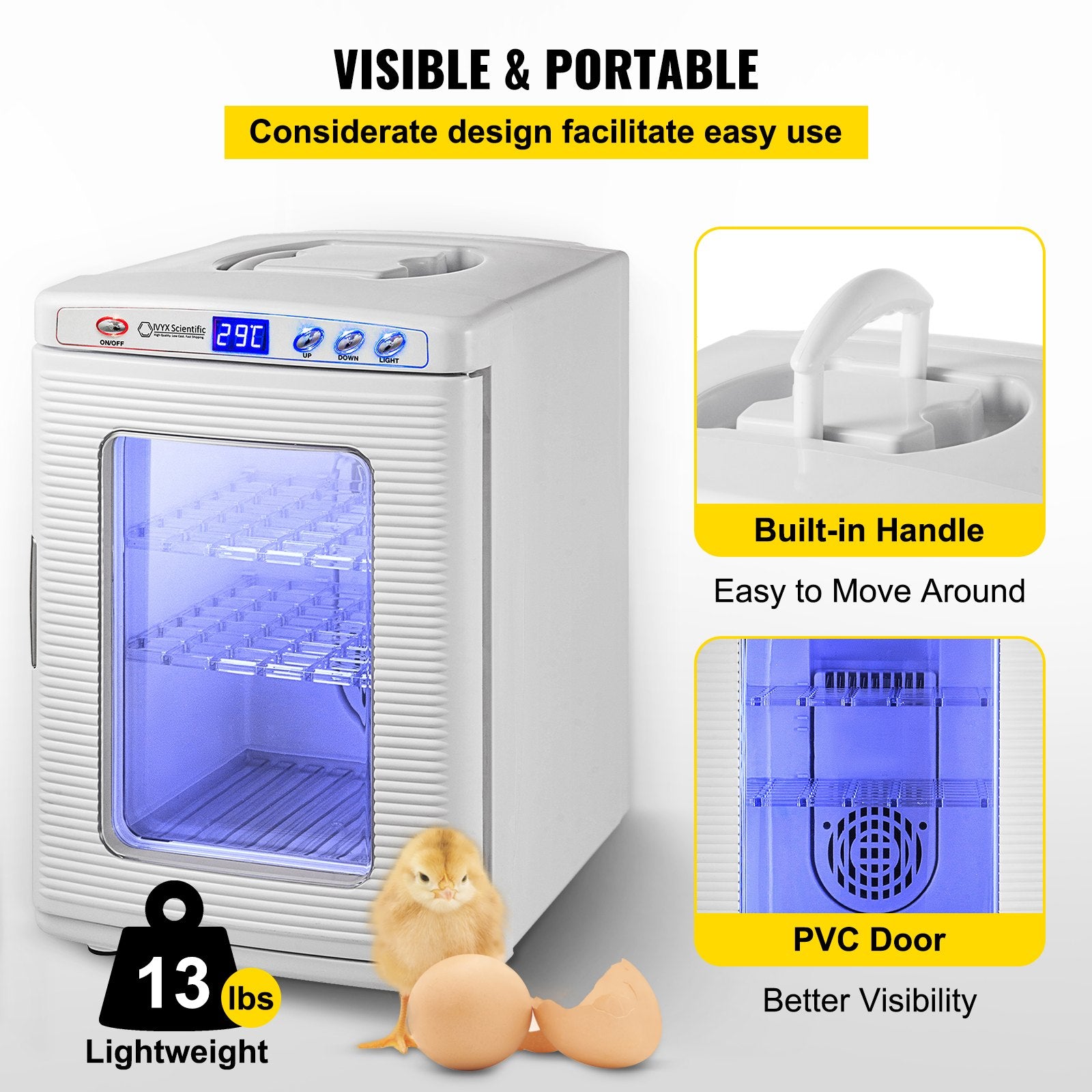 White Reptile Incubator 25L Scientific Lab Incubator Digital Incubator Cooling And Heating 5 - 42°C Reptile Egg Incubator 12V/110V Work For Small Reptiles - 5 - CJ
