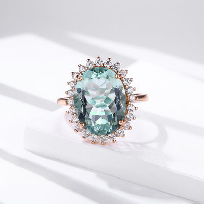 S925 Silver Set Natural Green Crystal Ring Wedding Jewelry Female - 4 - CJ