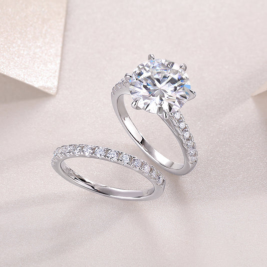 1Arrange Large Diamond Rings Luxuriously And Fashionably Set With Moissanite Silver Rings Prohibit Tk Sales - 5 - CJ