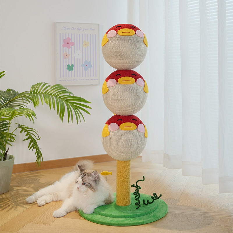 Cute Puffer Fish - shaped Cat Climbing Frame, Three - tier Climbing Tower With Base, Indoor Cat Scratching Post Climbing Frame With Vertical Claw Interactive Cat Toy, Suitable For Cats Of All Sizes - 5 - CJ