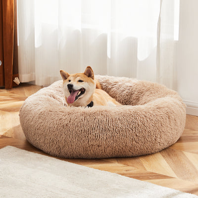 24 Inch Anti - Slip Round Fluffy Plush Faux Fur Cat Bed, Fits Up To 25 Lbs Pets - 5 - CJ