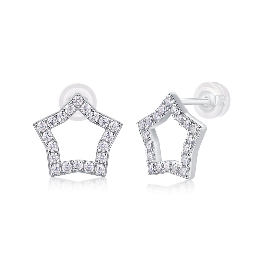 Tonight's New Star - S925 Moissanite Sterling Silver Earrings With Platinum-plated Stud Earrings, Fashionable, Trendy And Affordable Jewelry