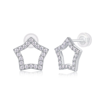 1Tonight New Star - S925 Moissanite Sterling Silver Earrings With Platinum - plated Stud Earrings, Fashionable, Trendy And Affordable Jewelry Prohibit Tk Sales - 5 - cjdropshipping