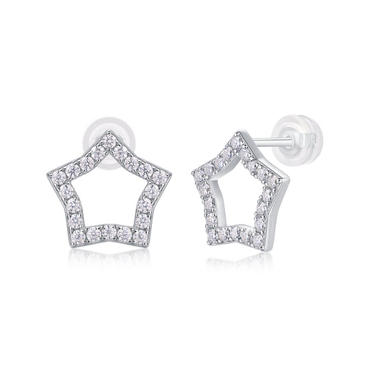 1Tonight New Star - S925 Moissanite Sterling Silver Earrings With Platinum - plated Stud Earrings, Fashionable, Trendy And Affordable Jewelry Prohibit Tk Sales - 5 - cjdropshipping