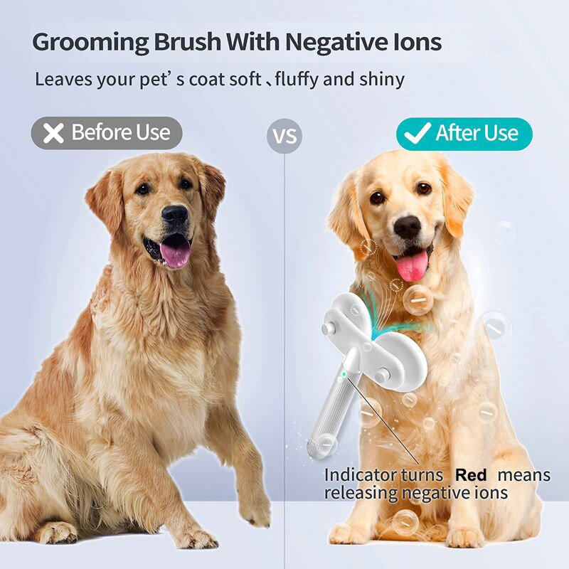 Pet Cat Brush Dog Slicker Brush Double - headed Negative Ion One - button Self Cleaning Dog Cat Hair Removal Pets Products - 0 - CJ