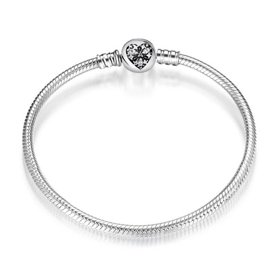 Women's Bracelet S925 Sterling Silver 3mm Suitable Beaded Pendant Accessories Diamond Inlaid All Kinds Of Button Heads Diy Basic Snake Bone Chain - 4 - https://x.com/titan_prim62775J - PG0018 - 21cm - CJJE1598210 - PG0018 - 21cm