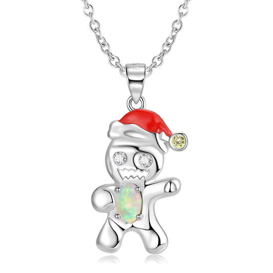Creative Christmas Snowbread Man S925 Sterling Silver Necklace Fashion Y2K Qianxi Style Collar Chain - 4 - CJ