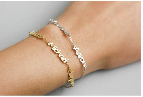Personalized DIY Custom Name Bracelet Stainless Steel - 7 - CJ - Rose gold 3names - Adult - CJSL118669323WD