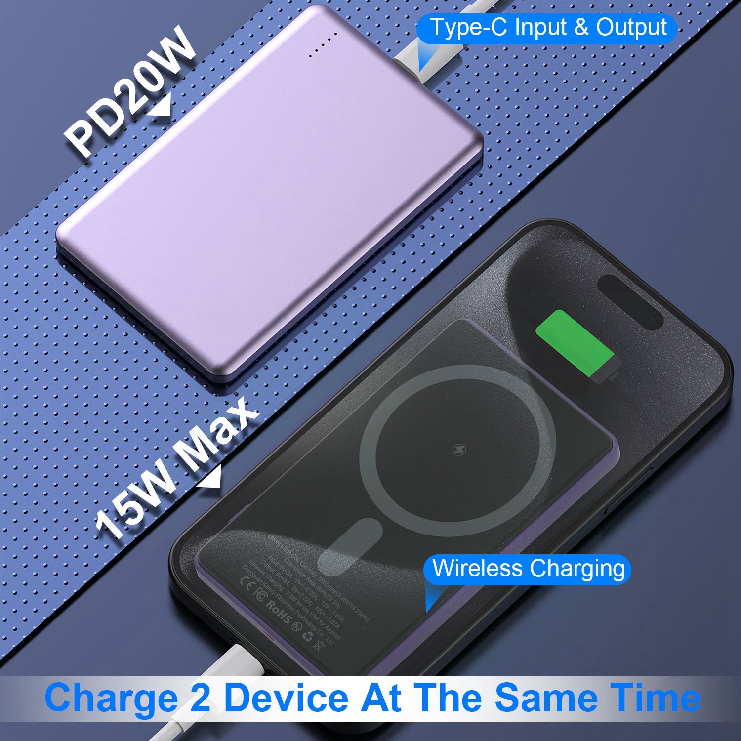 2 In 1 5000mAh 8MM Slim MagSafe Wireless Power Bank PD20W Magnetic Fast Charger Portable Phone Charger Fit For IOS Phone 15 14 13 12 Series And More - 5 - CJ