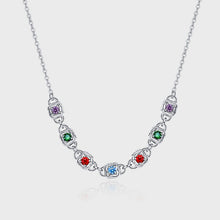 S925 Sterling Silver Fashion Colorful Square Dice Zircon Necklace Retro Heavy Industry Collar Chain - 4 - CJ