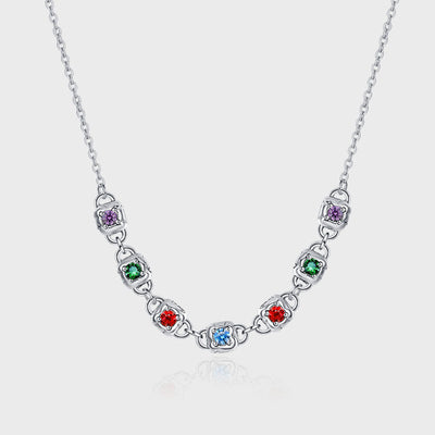 S925 Sterling Silver Fashion Colorful Square Dice Zircon Necklace Retro Heavy Industry Collar Chain - 4 - CJ