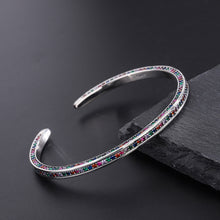 925 Sterling Silver Three Side Rainbow Zircon Bracelet Women Ins Small Minority Design Luxury High Sense Delicate Cool Wind - 4 - CJ